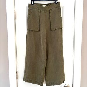 Cynthia Rowley Olive Wide Leg Linen Pants